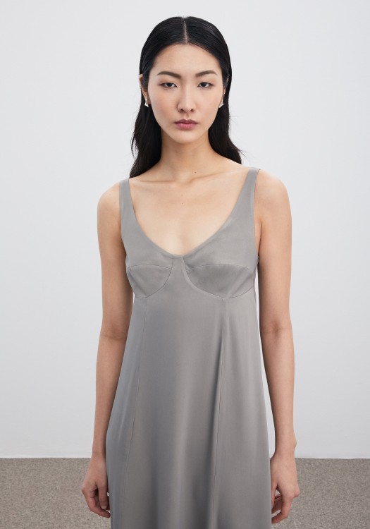 Shop Aeron Array - Satin Dress In Grey