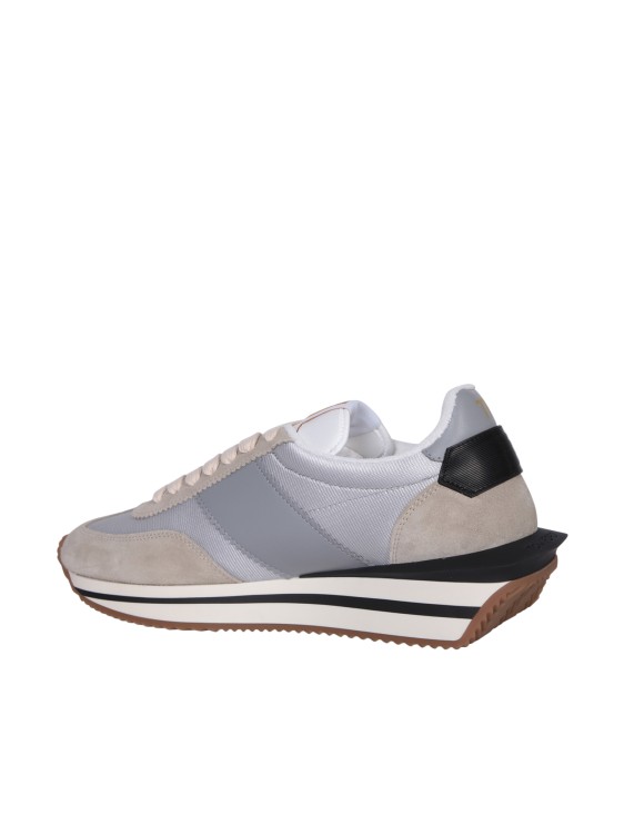 Shop Tom Ford White Multi-material Sneakers In Multicolor