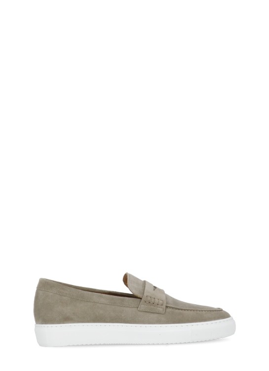 Shop Doucal's Suede Leather Loafers In Grey