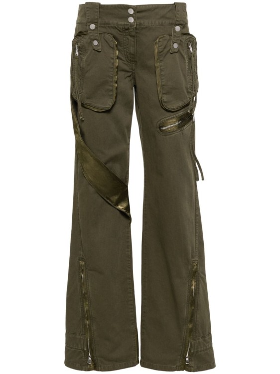 Shop Blumarine Military Green Straight Leg Trouser In Black