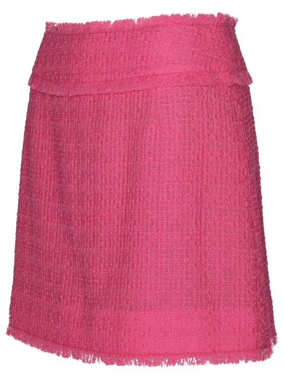 Shop Dolce & Gabbana Pink Tweed Mini Skirt In Burgundy