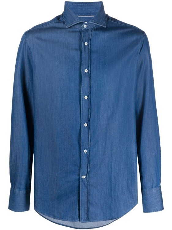 Shop Brunello Cucinelli Long-sleeve Denim Shirt In Blue