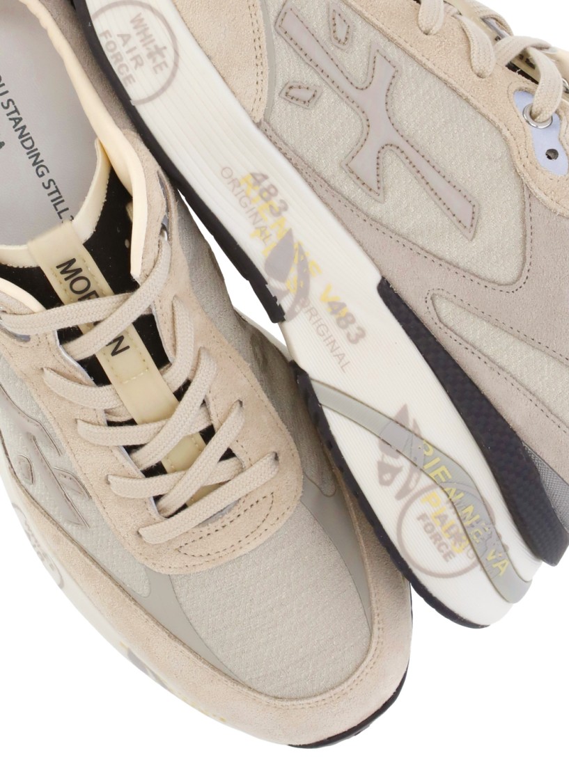 Shop Premiata Beige Round Toe Sneakers In Neutrals