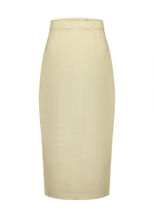 The-private-label X Cabochon Eden High Waist Linen Midi Skirt In Yellow