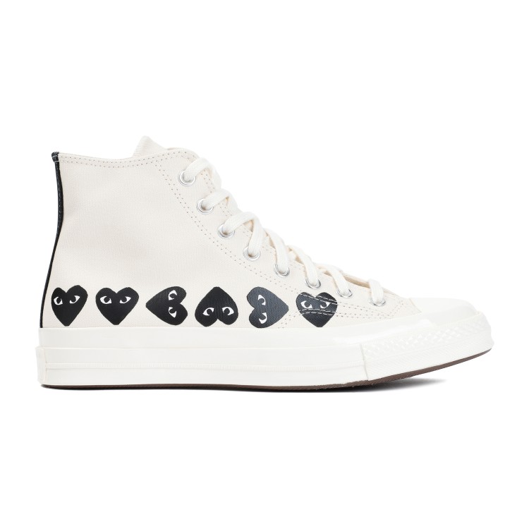 Shop Comme Des Garçons Converse Hi Top White Cotton Sneakers
