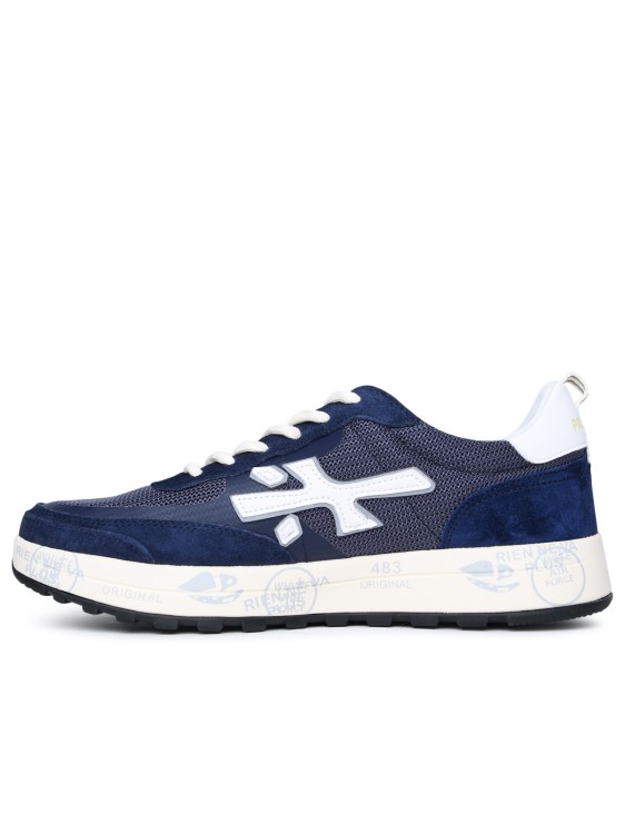 Shop Premiata Nous' Blue Leather And Fabric Sneakers In White