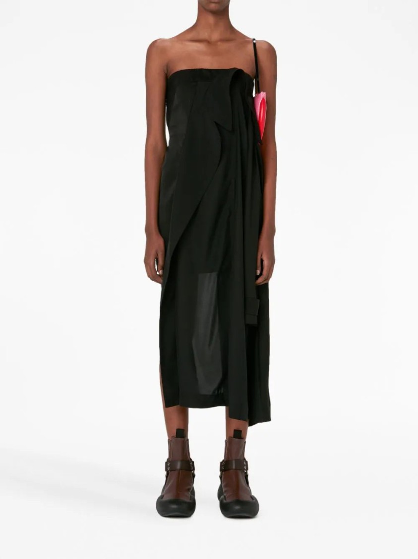 Jw Anderson Deconstructed-coat Strapless Minidress In Black