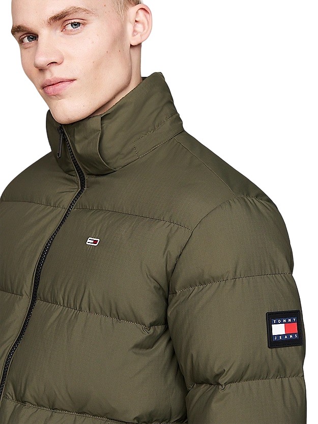 Tommy Jeans Green Padded Jacket In Grey