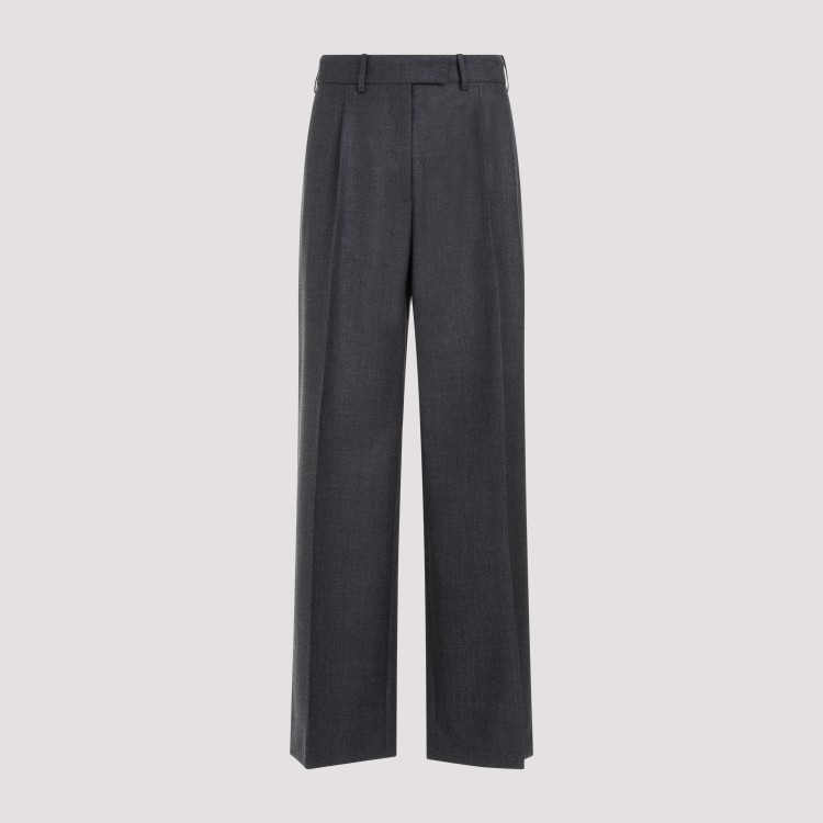 Shop The Row Roan Charcoal Melange Wool Pants In Black