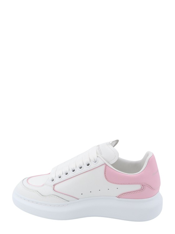 Shop Alexander Mcqueen Leather Sneakers With Logo Detail In White