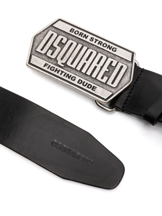 Shop Dsquared2 Logo-plaque Leather Belt In Grey