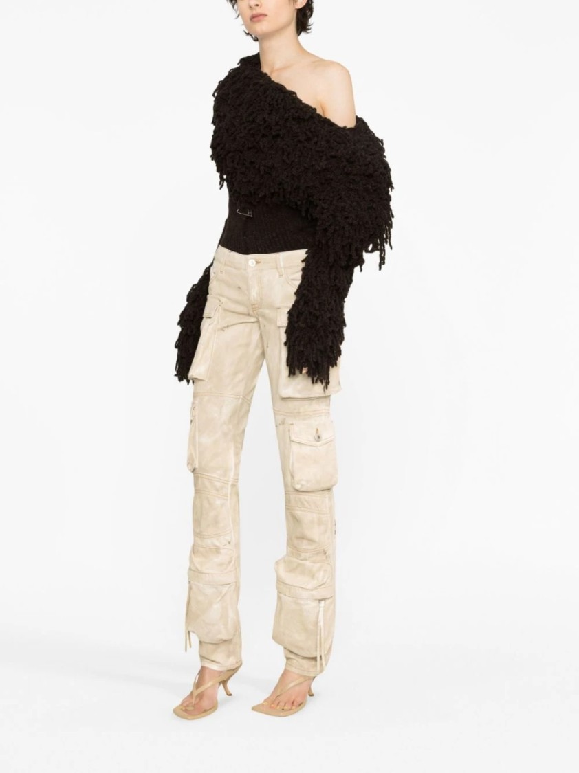 Attico Slim Fit Cotton Trousers In Neutrals