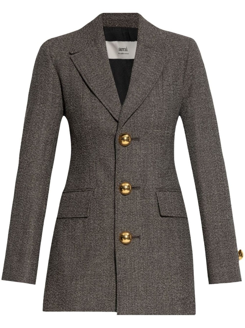 Ami Alexandre Mattiussi Ami Paris Single Breasted Fitted Jacket In Brown