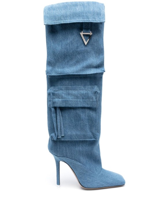 Attico Sienna Denim Boots In Blue