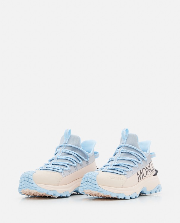 Shop Moncler Light Blue Stretch Ripstop Sneakers In Neutrals