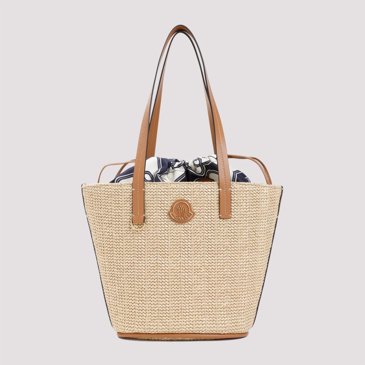 Shop Moncler Hubba Small Beige Cotton Tote Bag In Neutrals