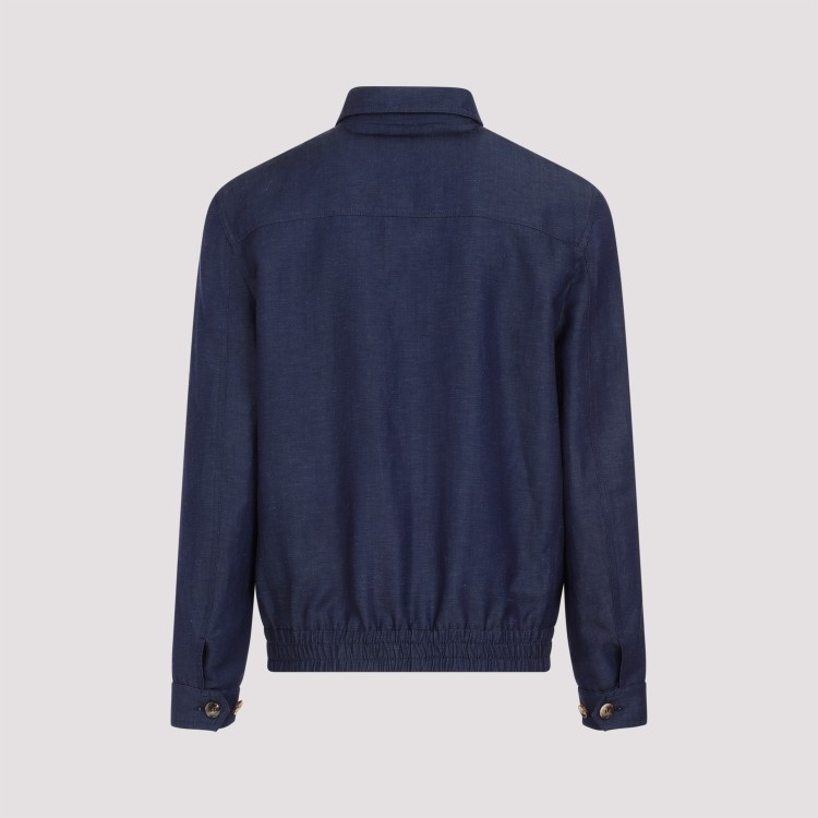 Shop Brunello Cucinelli Denim Blue Wool Outerwear In Black