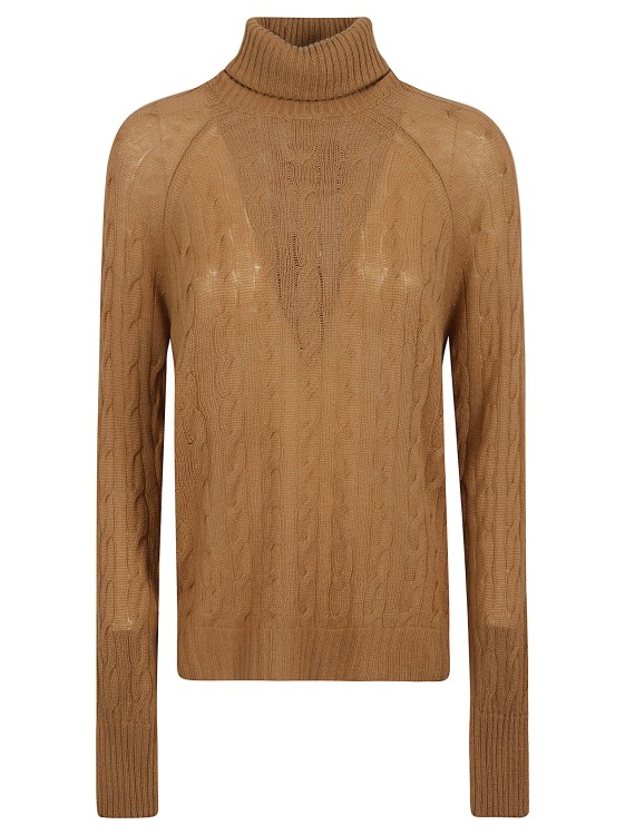 Shop Etro Cable-knit Roll-neck Jumper In Brown