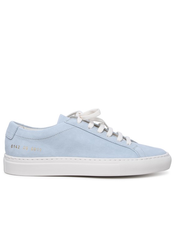 Common Projects Contrast Achilles' Baby Blue Suede Sneakers In Grey