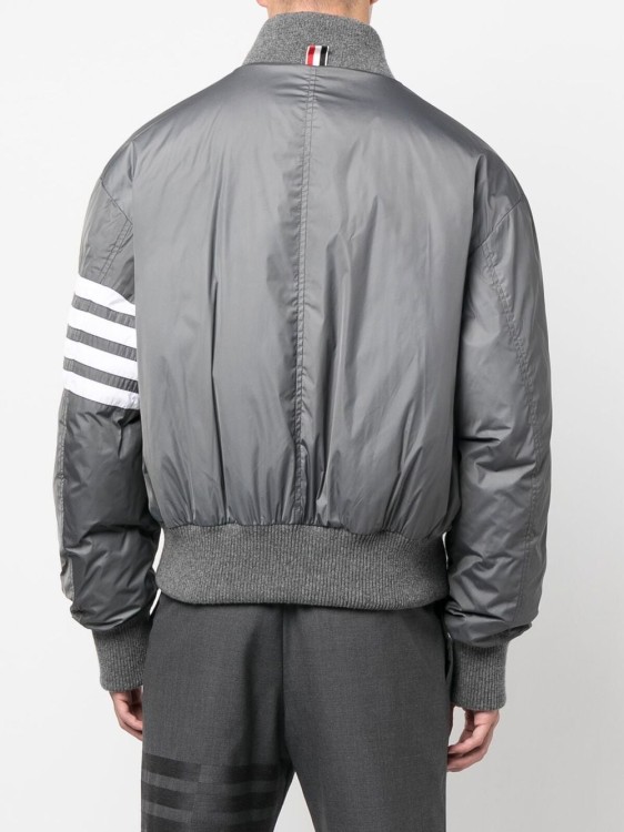 Shop Thom Browne 4-bar Stripe Bomber Jacket In Grey