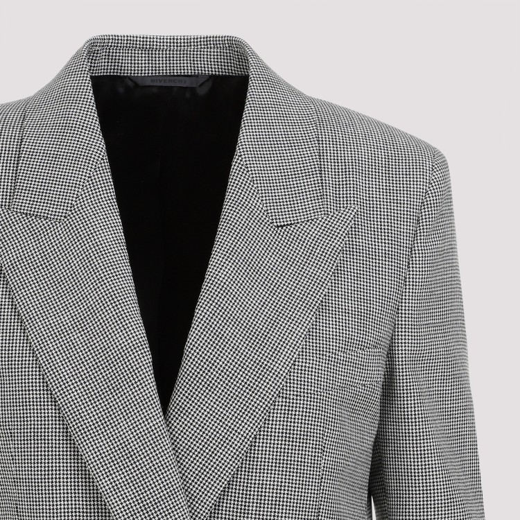 Givenchy Black And White Double Breast Wool Jacket In Grey