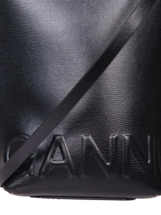 Shop Ganni Embossed-logo Crossbody Bag In Black