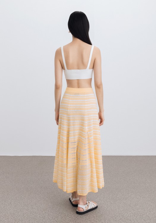 Shop Aeron Theo - Striped Long Skirt In Grey