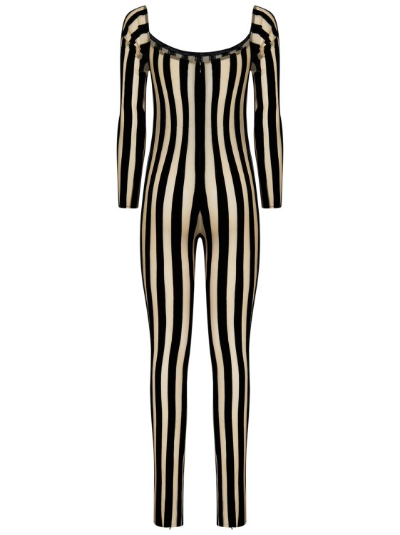 Shop Laquan Smith Striped Fitted Jumpsuit In Black