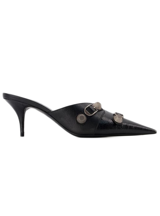 Balenciaga Cagole 90 Pointed Mules In Lamb Leather In Black