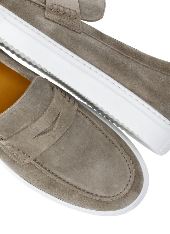 Shop Doucal's Suede Leather Loafers In Grey