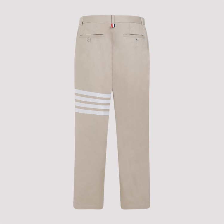 Shop Thom Browne Camel Beige Cotton Unconstructed Straight Leg Trousers In Neutrals