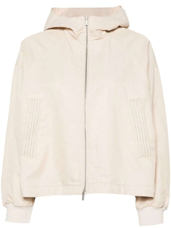 Shop Peserico Bead-embellished Hooded Jacket In Neutrals