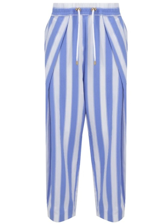 Shop Balmain Striped Pants In Blue