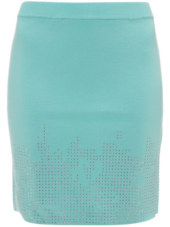 Shop Jw Anderson Turquoise Studded Mini Skirt In Blue