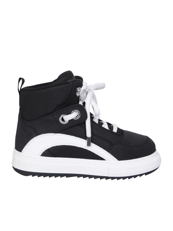 Dsquared2 Black Suede And White Canvas Sneakers In Black