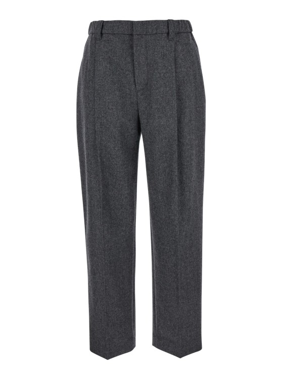 Brunello Cucinelli Grey Pants With Elastic Waistband In Wool And Cashmere In Grey