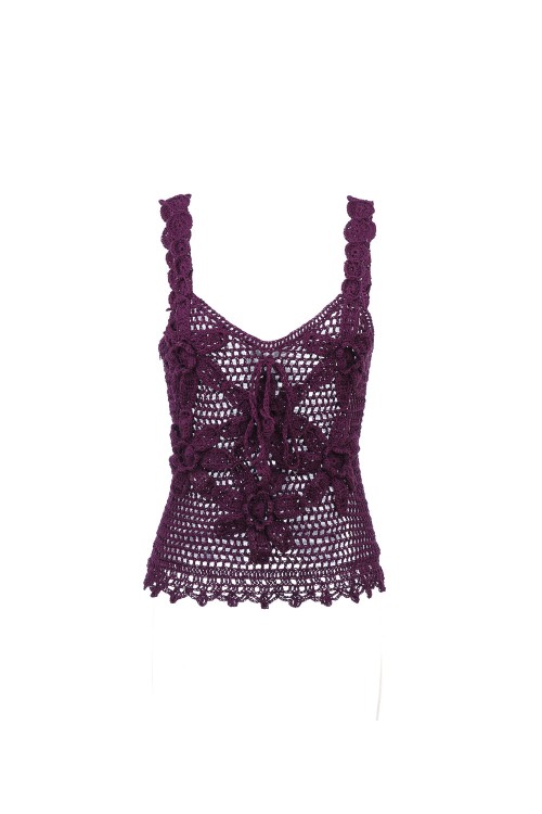Shop Andreeva Violet Handmade Crochet Top In Purple