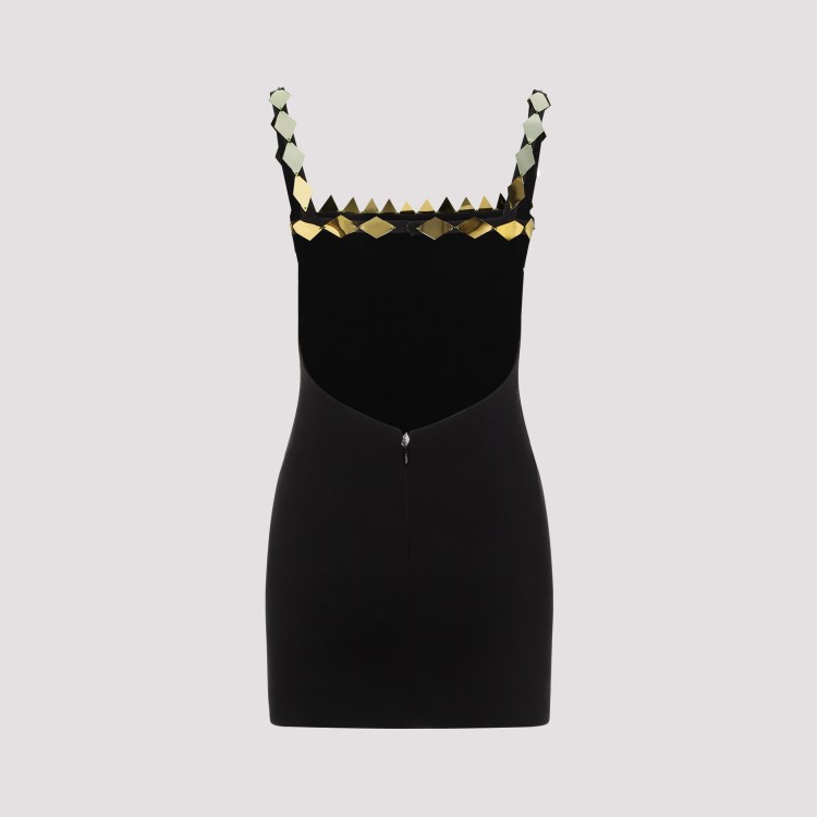 Shop Attico Rue Gold Rayon Mini Dress In Black