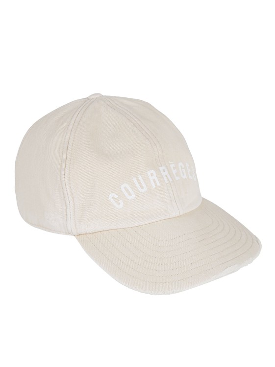 Shop Courrèges Cotton Twill Weave Distressed Hats In White