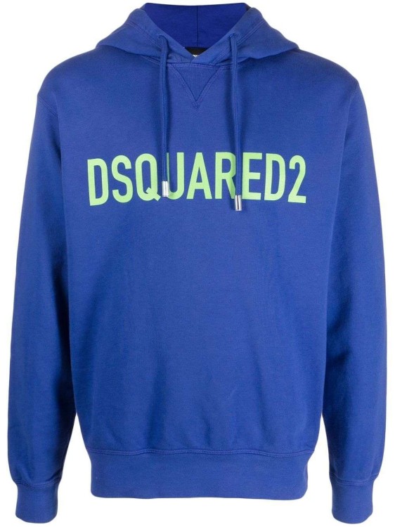 Shop Dsquared2 Logo-print Blue Cotton Hoodie