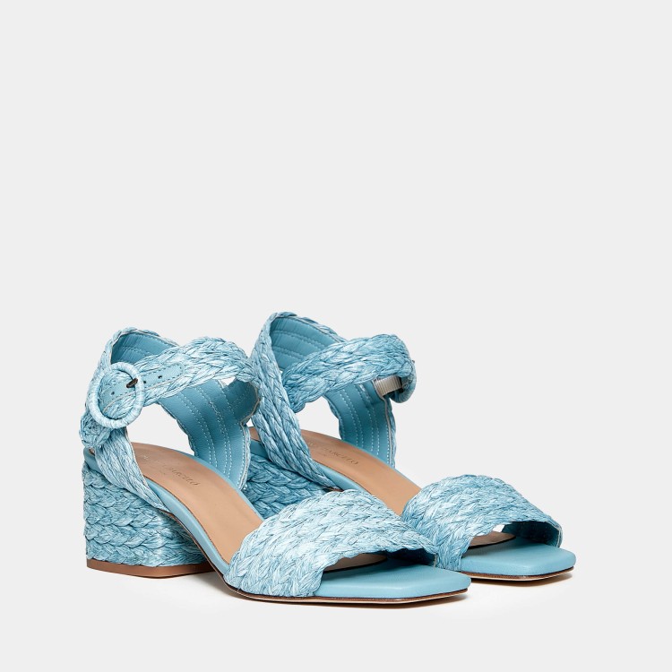 Paloma Barceló Mariba Sandal In Light Blue Raffia In Blue