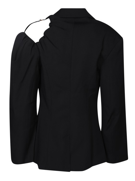 Shop Jacquemus Asymmetric Sleeve Blazer In Black