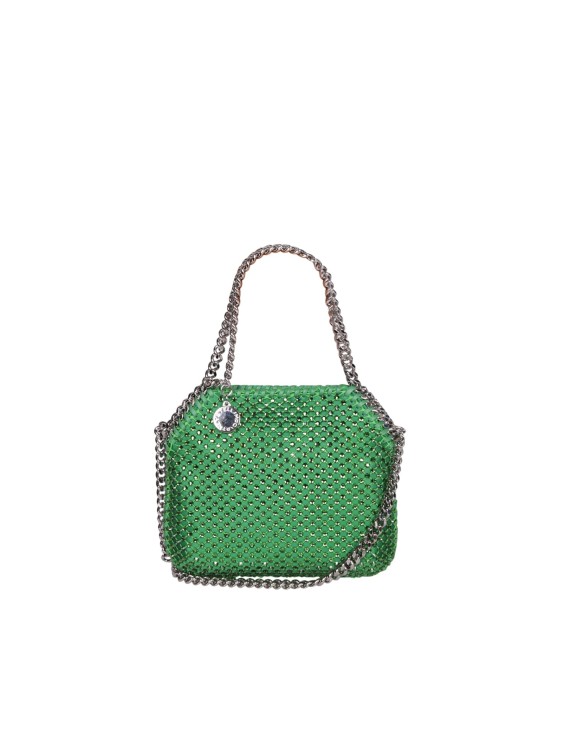 Stella Mccartney Women's Mini Falabella Crystal Mesh Shoulder Bag In Fluo Green