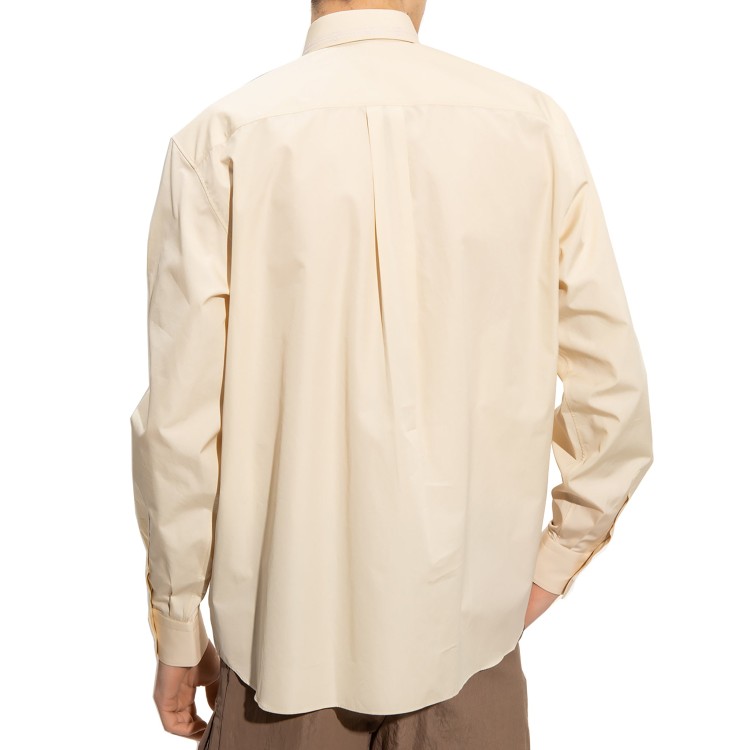 Shop Fendi Embroidered Cotton Shirt In Neutrals