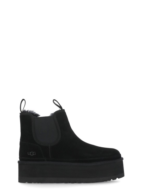 Ugg 'neumel' Black Ankle Boots With Platform In Suede Leather In Black