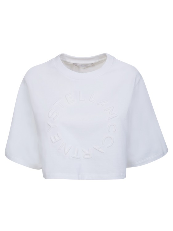 Shop Stella Mccartney Logo Crop T-shirt In White