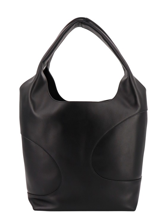Shop Ferragamo Leather Shoulder Bag With Logo Print In Black