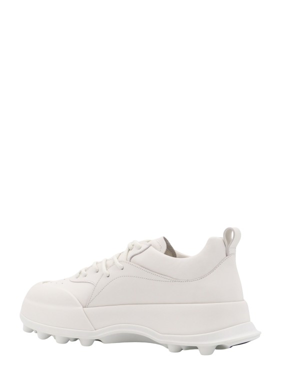 Shop Jil Sander Leather Sneakers With Perforated Toe In White