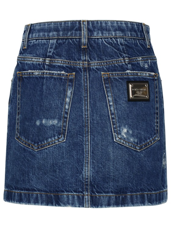Shop Dolce & Gabbana Blue Jeans Skirt In Green