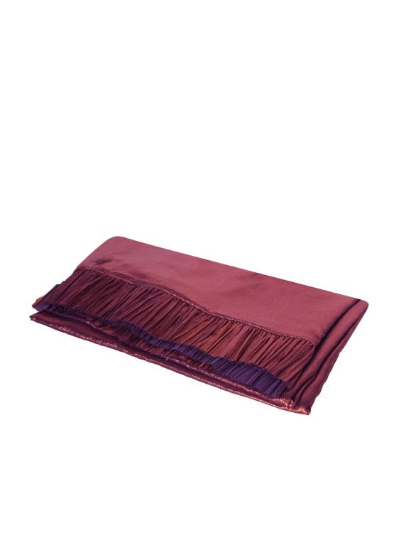 Shop Maria Lucia Hohan Pure Silk Stole With Fringed Detailing In Burgundy